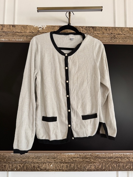 a new day Sweaters - a new day Cream Cardigan with Black Trim